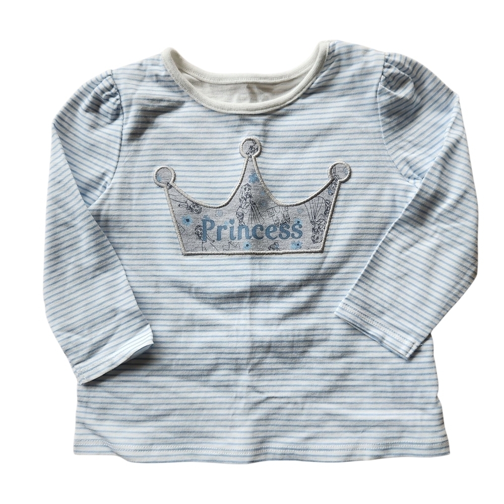 Disney Blue and White Long Sleeve Tee with Crown Design